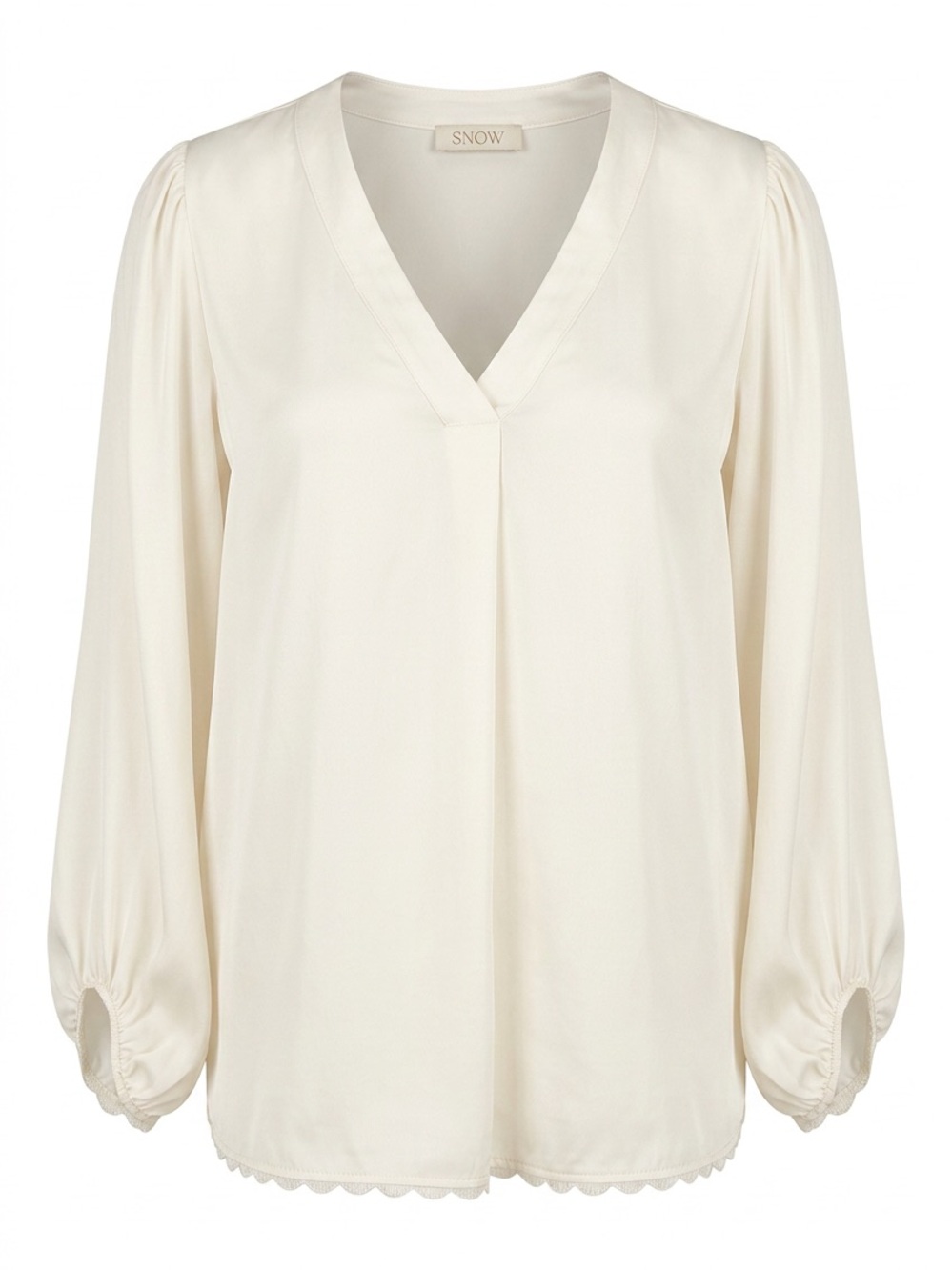 Suzy D Cream V-Neck Long Sleeve Blouse
